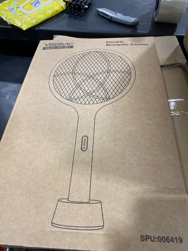 Photo 1 of YISSVIC Electric Fly Swatter Bug Zapper Racket Dual Modes Mosquito Killer with Purple Mosquito Light Rechargeable for Indoor Home Office Backyard Patio Camping