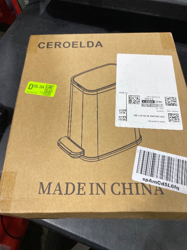 Photo 1 of CEROELDA Small Bathroom Trash Can with Lid Soft Close-5L/1.3 Gal Slim Garbage Can-Metal Step Wastebasket-Rectangle Narrow Waste Bin for Office, Bedroom, Toilet, Live Room-White
