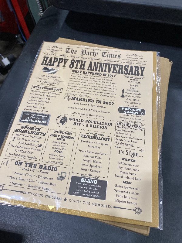 Photo 1 of YiKaLus Jumbo 8th Anniversary Card for Him Her, Vintage Bronze Gifts for 8th Anniversary, Happy 8 Years Anniversary Card for Women Men,Back in 2017