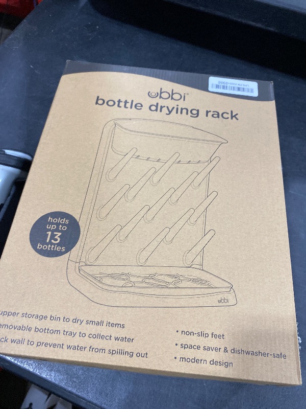 Photo 1 of Ubbi Vertical Baby Bottle Drying Rack, Space Saving Countertop Drying Rack Baby Accessory, Gray