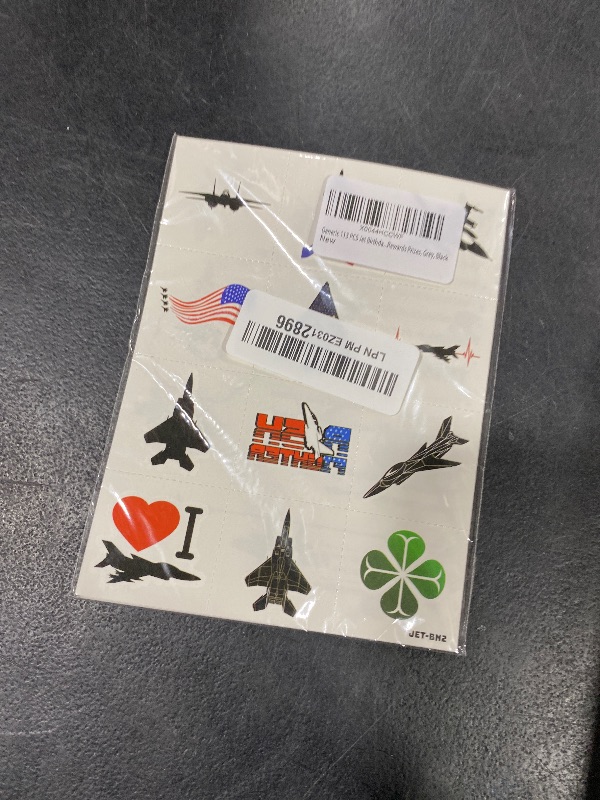 Photo 1 of Generic 113 PCS Jet Birthday Party Decorations Fighter Jet Party Favors Supplies Aircraft Plane Airplane Military Tattoos Stickers for Kids Boys Girls Rewards Prizes, Grey, Black