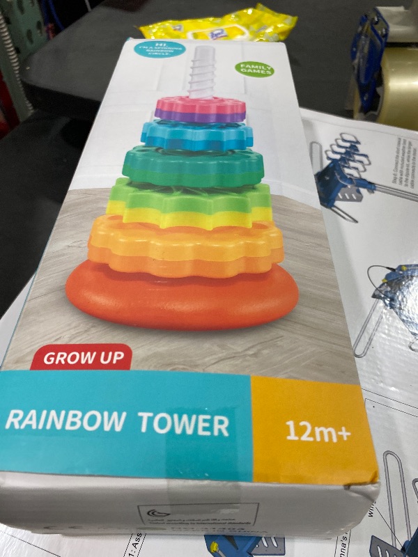 Photo 1 of JUXUE Baby Spinning Stacking Toys for Toddlers 1-3, Rainbow Ring Stacker Montessori Toys for Babies 6-12 Months, 1 2 3 One Year Old Girl Boy Christmas Birthday Gifts, Autism Sensory Learning Toy