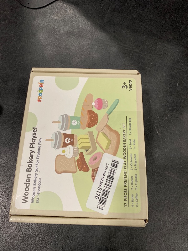 Photo 1 of 17 PCS Wooden Bakery Toy Food Playset for Kids, Pretend Picnic Play Food for Toddlers 3+, Play Kitchen Accessories with Shopping Bag, Cutting Food Toys, Gift for Girls Boys and Girls