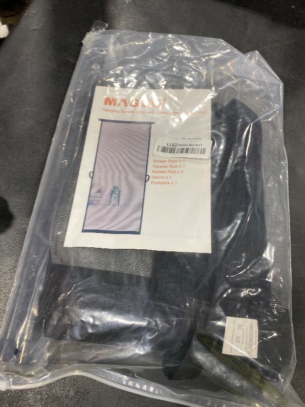 Photo 1 of MAGZO Hanging Screen Door, Fits Door Size 36" x 80" (Curtain Size 38'' x 81''), Upgraded Fiberglass Mesh with Tension Rod&Hook&Loop (One Piece Can be Installed in 2 Ways), Weighted Bottom, Grey