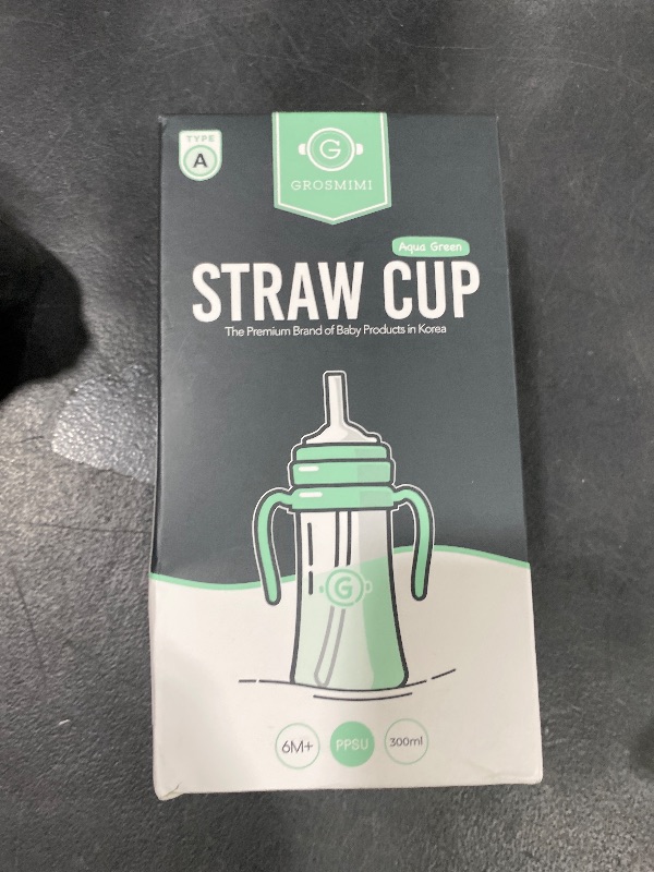 Photo 1 of GROSMIMI Spill Proof no Spill Magic Sippy Cup with Straw with Handle for Baby and Toddlers, Customizable, PPSU, BPA Free 10 oz (Aqua green)