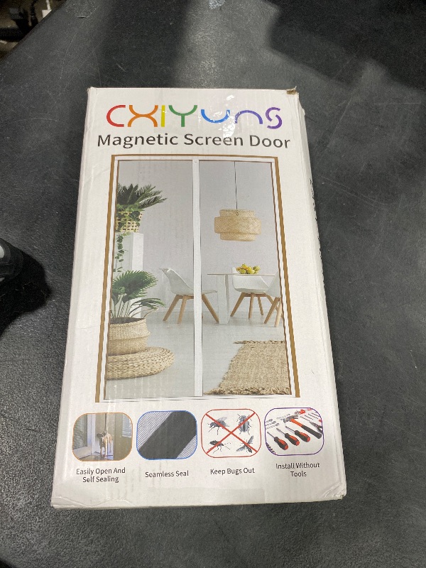 Photo 1 of CHIYUNS White Screen Door Mesh Magnetic Closure Heavy Duty 38 x 96 inch, Self Closing Fiberglass Mosquito Net with Magnet for Doors, Bug Fly Screens Curtain for Doorway, Keep Bugs Out, Pet Friendly