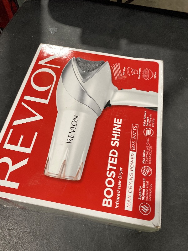 Photo 1 of REVLON Infrared Hair Dryer with Diffuser - Ionic Blow Dryer, Diffuser, and Concentrator, Infrared Heat Technology to Prevent Over-Drying for Shiny, Soft Hair with Natural Moisture (White)