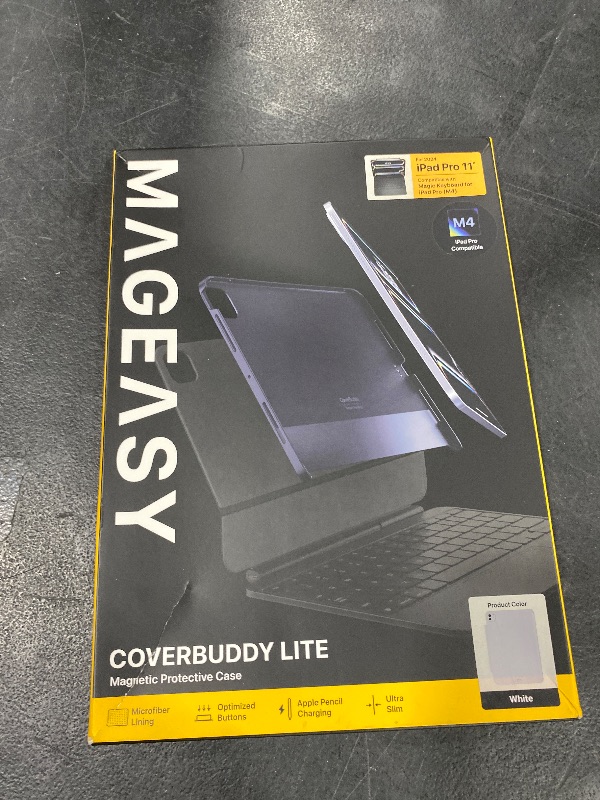 Photo 1 of MAGEASY CoverBuddy Lite for M4 iPad Pro 11" (2024) - iPad Pro Case Compatible with Magic Keyboard for iPad Pro (M4) - White (1.2)