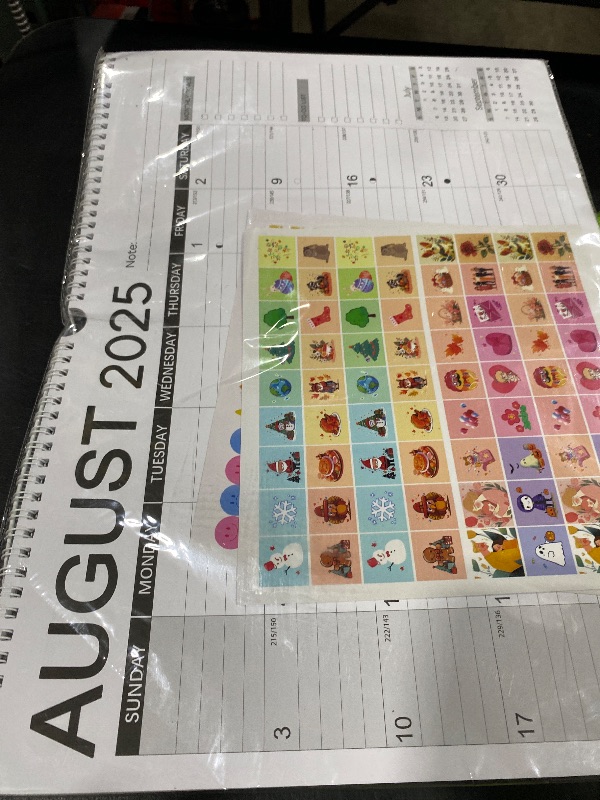 Photo 1 of Calendar 2025-2026, Anti Ink Bleed, Durable Thick Paper, Large days Blocks, Wall Calendar 18 Months with Stickers, 17" x 12" Large Simple Style Calendars for Home, Office, Teacher Supplies- Simple