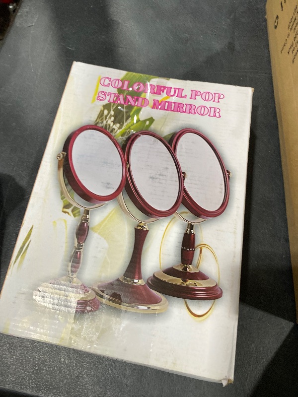Photo 1 of YEAKE Vintage Table Mirror with Stand 8-inch Double Sided Swivel 1X/3X Magnification Desk Mirror with Silver Style 13 Inch Height Standing Tabletop Makeup Vanity Mirror(Oval)