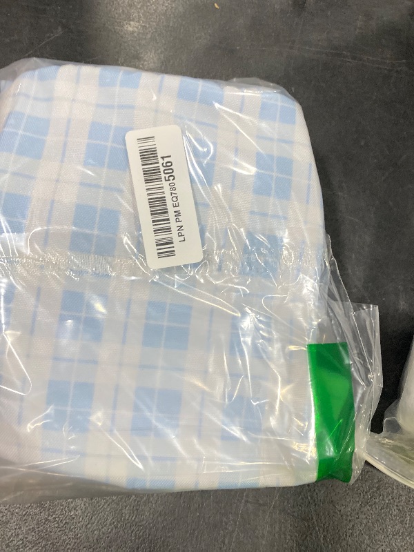 Photo 1 of Lunch Bag Plaid Pastel Blue White Insulated Lunch Box Reusable Cooler Tote for Adults Student Girl Boy Work Office School Picnic Over 3 Years Old