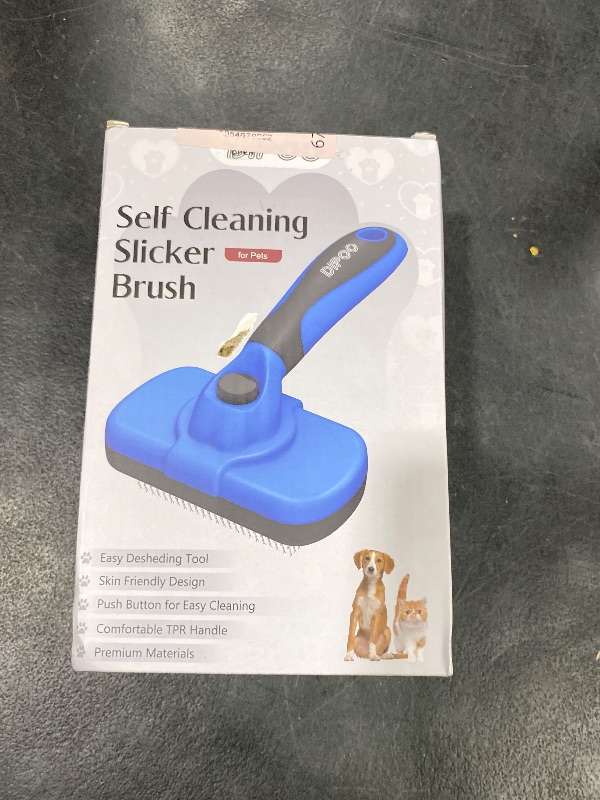Photo 1 of Dipoo Self-Cleaning Brush for Pet Deshedding - Skin-Friendly Grooming Tool for Dogs and Cats, Blue