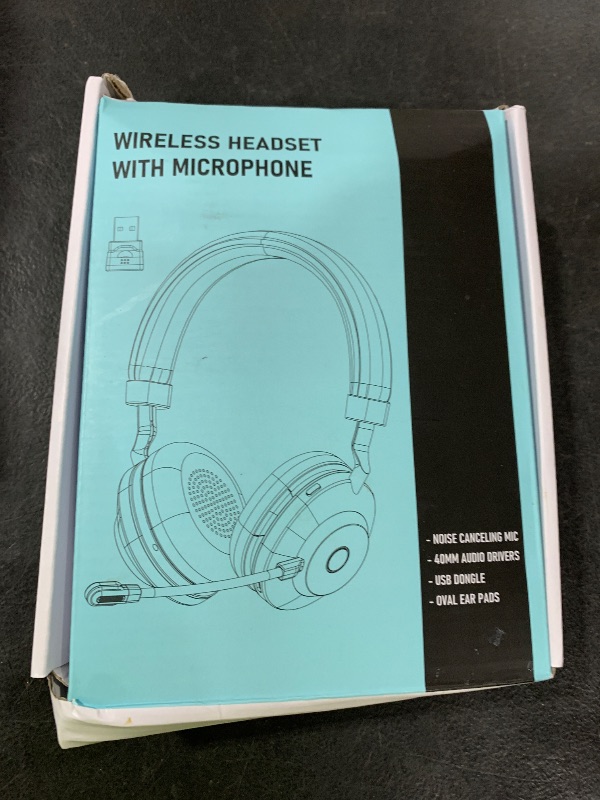 Photo 1 of Wireless Headset, Bluetooth Headset with Microphone, AI Noise Canceling Mic & USB Dongle, 45 Hrs Working Time V5.3 Wireless Headphones with Mic Mute for PC/Laptop/Office/Call Center/Zoom/Home