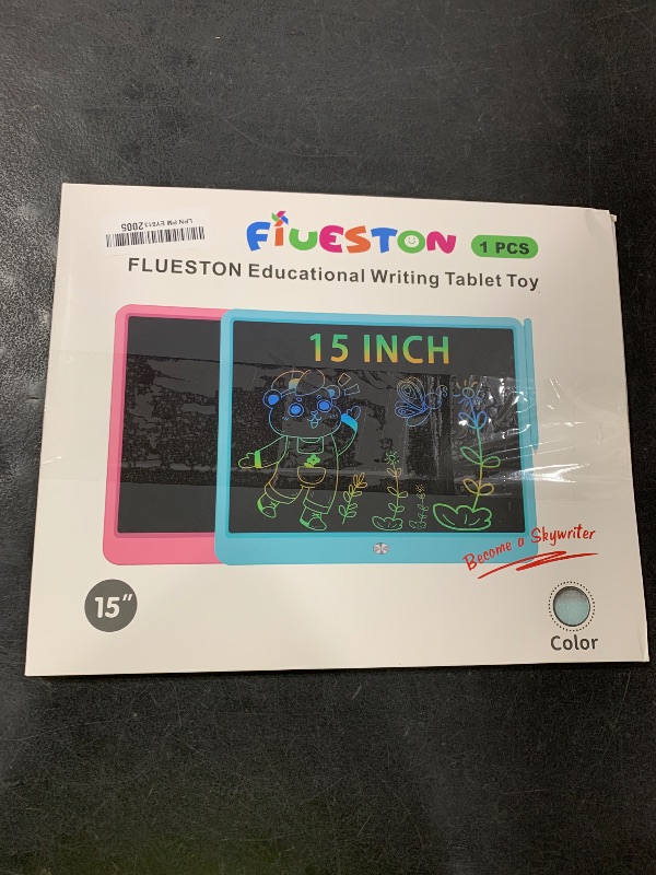 Photo 1 of FLUESTON LCD Writing Tablet, Doodle Board Toys Gifts for 3-8 Year Old Girls Boys, 15 Inch Colorful Electronic Board Drawing Pad for Kids, Gifts for Toddler Educational Learning Travel Birthday, Blue