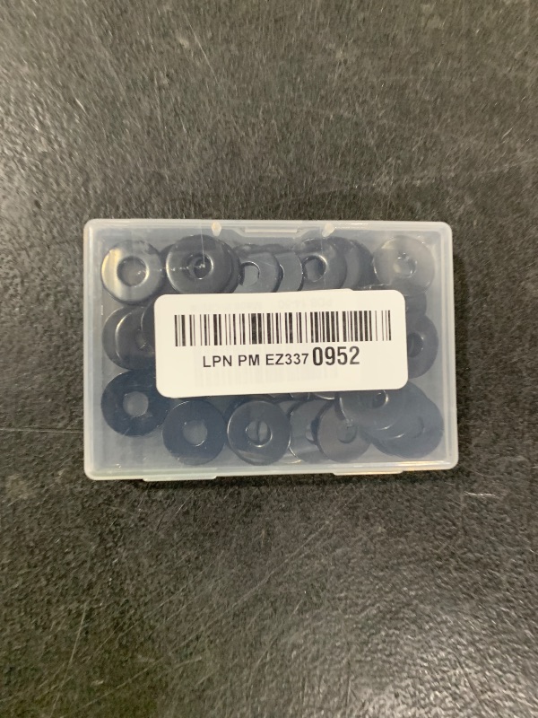 Photo 1 of 1/4" x 7/10" OD Black Flat Washers (0.64" ID, 0.7" OD, 0.075" Thick) for Screw Fasteners, 304 Stainless Steel, 50 PCS