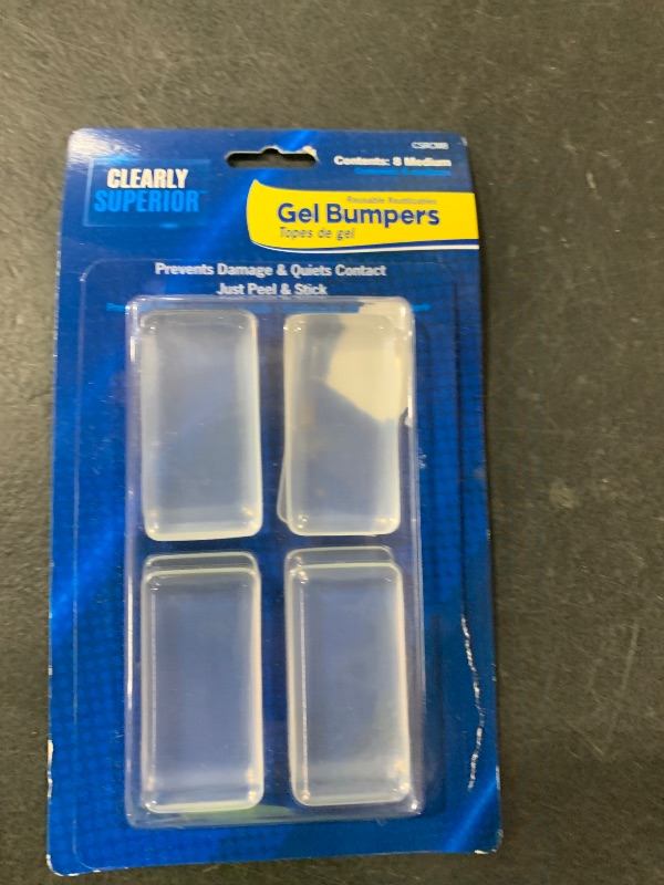 Photo 1 of Clearly Superior Multi-Use Bumper Guards - Med 8 Pack Rectangle 2" x 1" x .2" - Protects & Quiets Contact from Furniture, Doors, Dressers, & Appliances - Reusable & Easy to Apply Polymer Gel Bumper