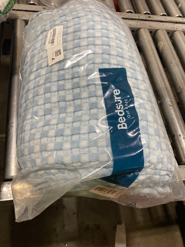 Photo 1 of Bedsure Cooling Cotton Waffle Oversized King Blanket - Lightweight Breathable Rayon Derived from Bamboo for Hot Sleepers, Luxury Throws for Bed and Sofa, Blue, 120x96 Inches