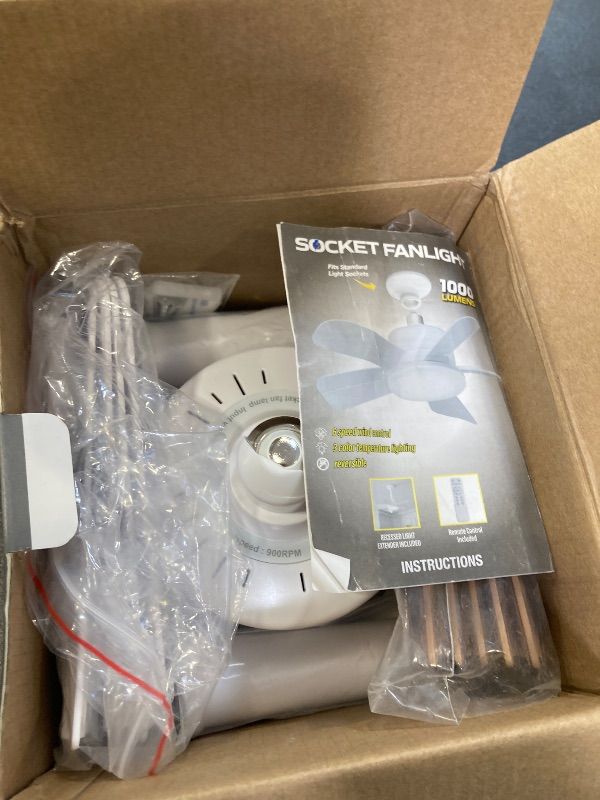 Photo 1 of OKYUK Ceiling Fans with Lights,17in Small Ceiling Fan ceiling fans with and remote, with 6-Speeds, definite time, Dimmable LED, E26/E27 Base, for Bedroom, Kitchen, Living Room,Garage Fan (White)