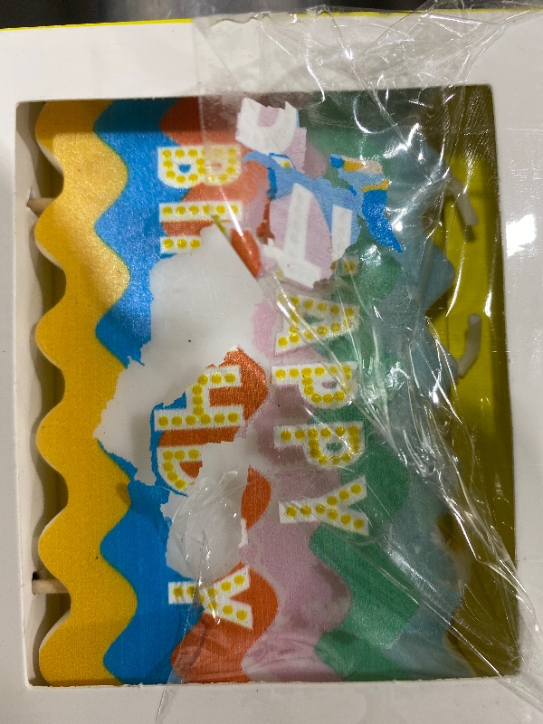 Photo 1 of Talking Tables Wavy Large Happy Birthday Block Candle for Cakes Cake Topper Decoration Premium Quality colorful Rainbow Candles 2.4 Inches Height Recycled Packaging