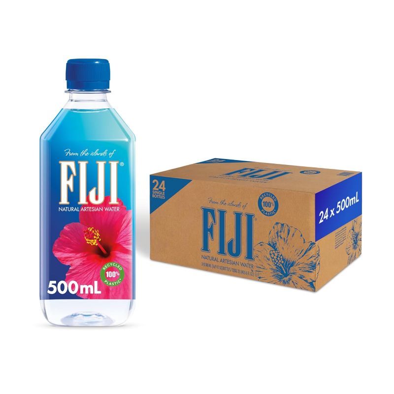 Photo 1 of FIJI Natural Artesian Bottled Water 500mL / 16.9 Fl Ounce (Pack of 24) - 100% Natural Electrolytes
