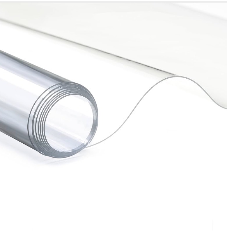 Photo 1 of Clear Marine Vinyl Sheeting, 30 Gauge, 5 Yard Roll of Transparent Plastic, Storm Windows, Covering, Protection, Tablecloth Protector
