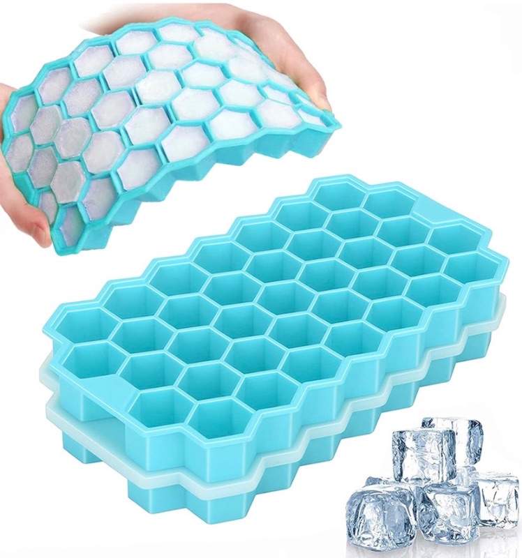 Photo 1 of Ice Cube Trays with Lid, 2 Pack Silicone Ice Cube Trays with Lid-37 Grid, Easy-Release 74 PCS Small Ice Cubes for Iced Coffee Cocktail Whisky Chocolate Soup Food,BPA Free,Durable,Dishwasher Safe