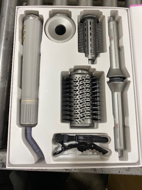 Photo 1 of REITOW 5-in-1 Blow Dryer Brush Set - 110,000 RPM High Speed Hair Dryer & Airbrush Hair Multi Styler - No Heat Damage Auto Wrap Air Curler - Magic Hot Air Styler for at Home Styling Women Gray