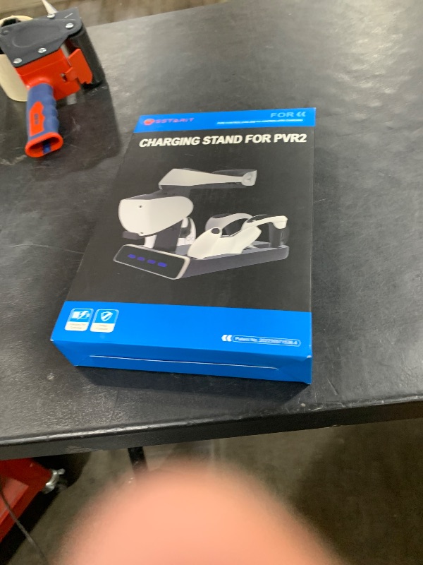 Photo 1 of 3-in-1 Controller Charging Dock for PSVR2 and PS5, VR Stand Display with LED Light, PS5 VR2 Storage Base Gaming Accessories, 4 Magnetic Clasp & Type-C Cable