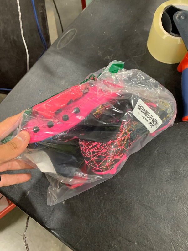 Photo 1 of brooman Kids Firm Ground Soccer Cleats Girls Football Cleats with Shin Guards and Soccer Socks (11,Black Fuchsia)