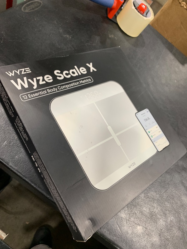 Photo 1 of Wyze Smart Scale X - Digital Bathroom Scale for Body Weight, BMI, Body Fat, Muscle Mass, Heart Rate Monitor | ITO Glass & LED Backlight | Batteries Included, 400 lbs (White)