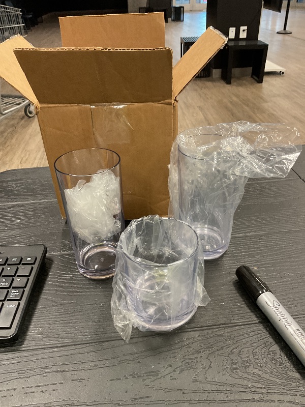 Photo 1 of US Acrylic Classic Clear Plastic Reusable Drinking Glasses (Set of 8) 12oz Rocks & 16oz Water Cups | BPA-Free Tumblers, Made in USA | Top-Rack Dishwasher Safe