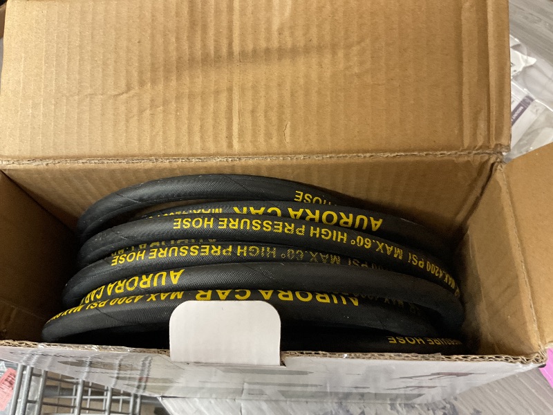 Photo 1 of AURORA CAR Pressure Washer Hose 25FT with 3/8 Inch Quick Connect, Kink Resistant High Tensile Wire Braided, with 2 pcs M22 14mm Adapter Set, 4200 PSI Power Washer Hose