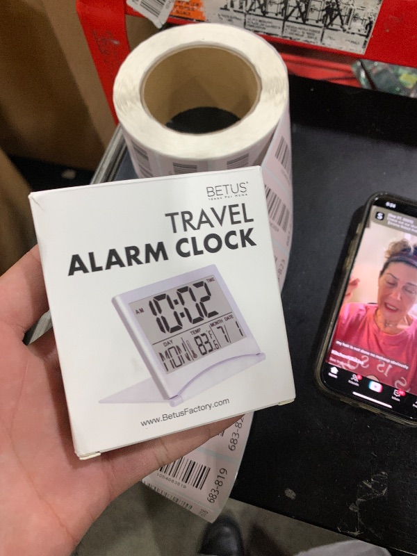 Photo 1 of Betus Digital Travel Alarm Clock with White Backlight - Foldable Calendar Temperature Timer LCD Clock with Snooze Mode - Large Number Display, Battery Operated - Compact Desk Clock for All Ages