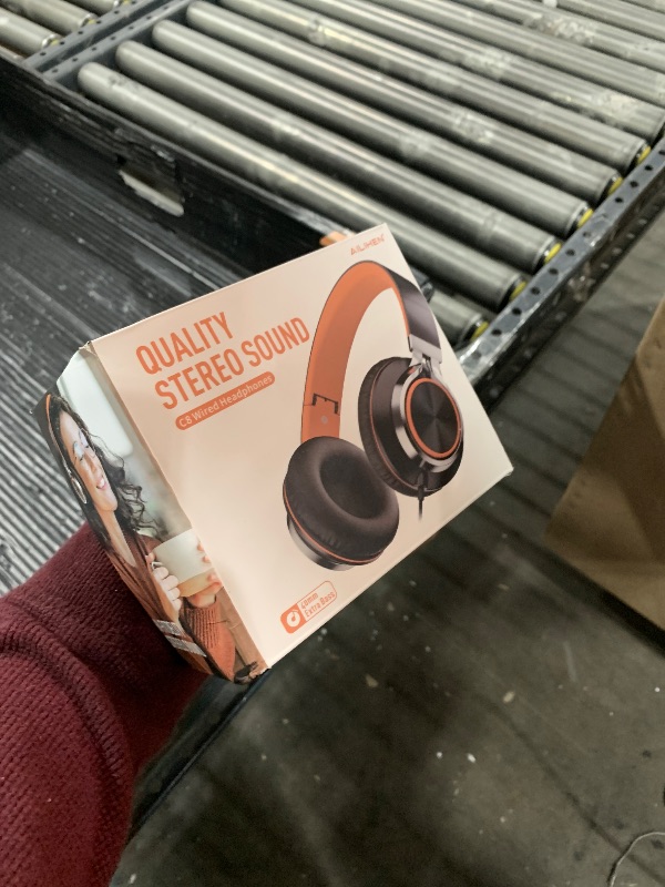 Photo 1 of Kids Headphones, Headphones Wired with Microphone and Volume Control Folding Stereo Corded On-Ear 3.5mm Headset for Boys Girl Cellphones Tablets Chromebook Laptop Computer (Black/Orange)