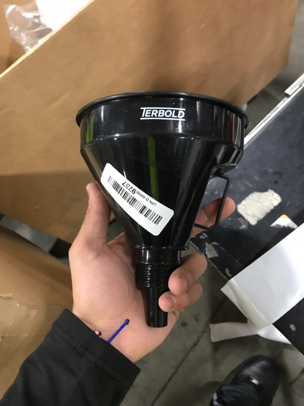 Photo 1 of Terbold Automotive Flex Funnel with Hose | Wide Mouth Flexible Oil Funnel for Automotive Use - Gas, Transmission Fluid, Car Fuel, Oil Change (Black)