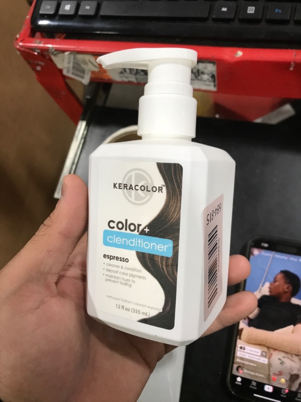 Photo 1 of Keracolor Color + Clenditioner 3-in-1 Color-Depositing Conditioner, Gently Cleanses & Conditions, Semi-Permanent Espresso Hair Color, 12 Fl Oz