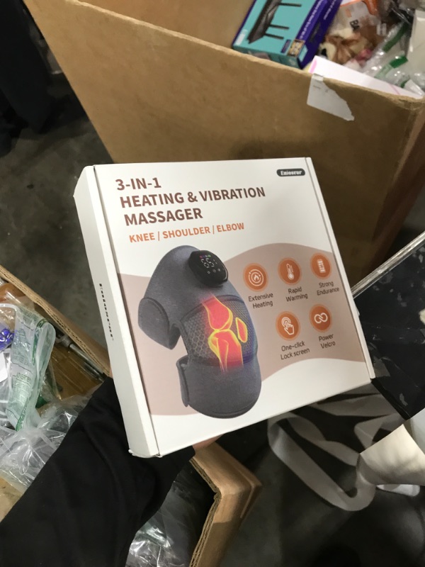 Photo 1 of Knee Massager with Heat and Vibration, Cordless Heating Pad for Knee, 3-in-1 Massager for Knee Shoulder Elbow, Portable Washable Heated Knee Brace for Arthritis, with 2 Extension Straps