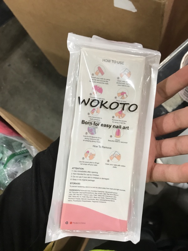 Photo 1 of WOKOTO 20 Pcs Chrome Peach Pink Semi Cured Gel Nail Strips with Nail File & Wooden Stick Holographic Nail Gel Strips UV Light Gel Nail Stickers Full Nail Wraps Stick On Nails Color Strips for Women