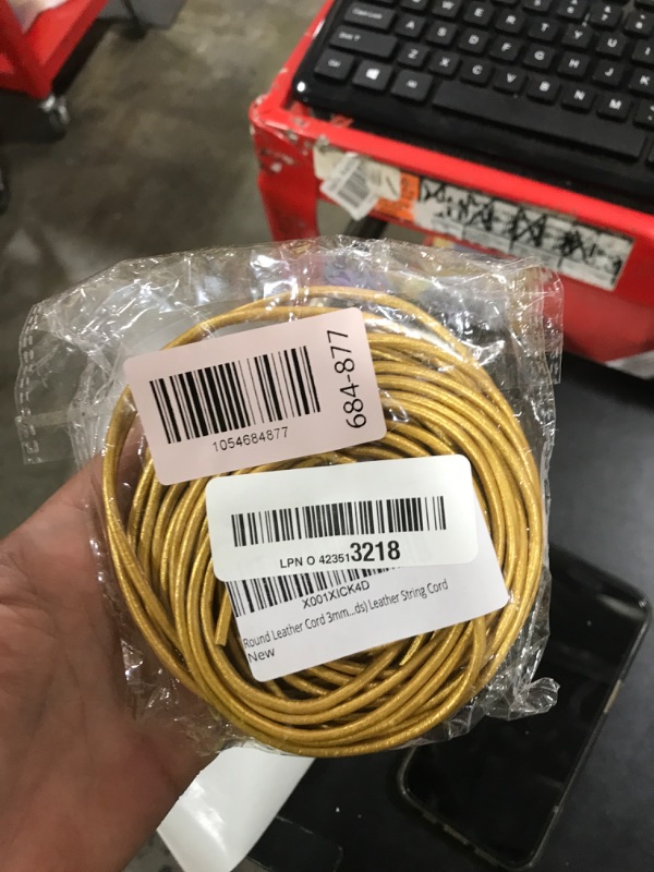Photo 1 of Round Leather Cord 3mm for Jewelry Making, Metallic Color, Leather Cords Round, Bracelets, Beading Work & Hobby and DIY Projects (Metallic Golden, 10.93 Yards) Leather String Cord