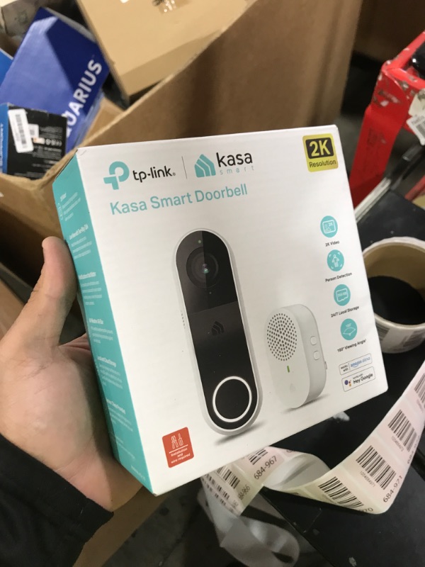 Photo 1 of Kasa Smart Video Doorbell Camera Hardwired w/Chime, 2K Resolution, Always-on Power, Night Vision, 2-Way Audio, Real-Time Notification, Cloud & SD Card Storage, Works w/Alexa & Google Home (KD110)