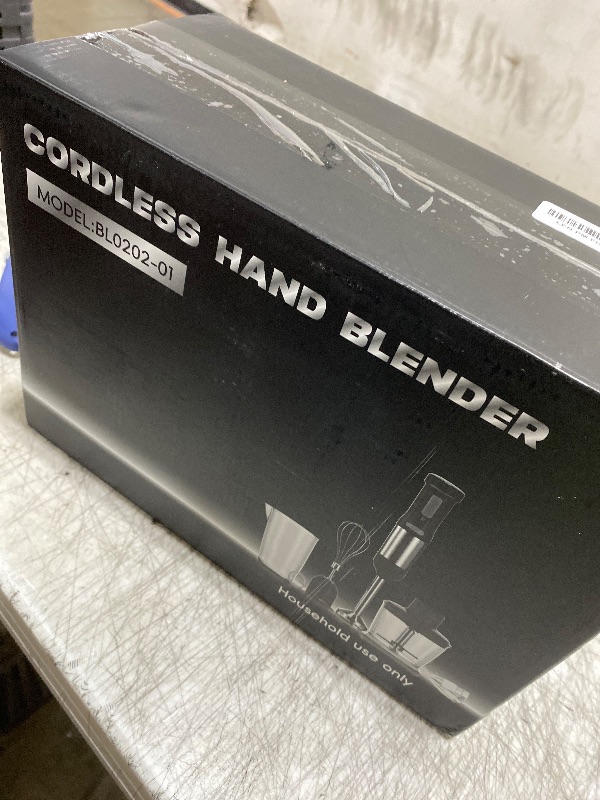 Photo 1 of WHUTO Cordless Immersion Hand Blender, 5-in-1 Variable Speed blender handheld,Rechargeable with 2000mAh Battery, BPA-Free & Dishwasher-Safe Accessories:700ml Beaker,Chopper,Whisk & Milk Frother,Grey