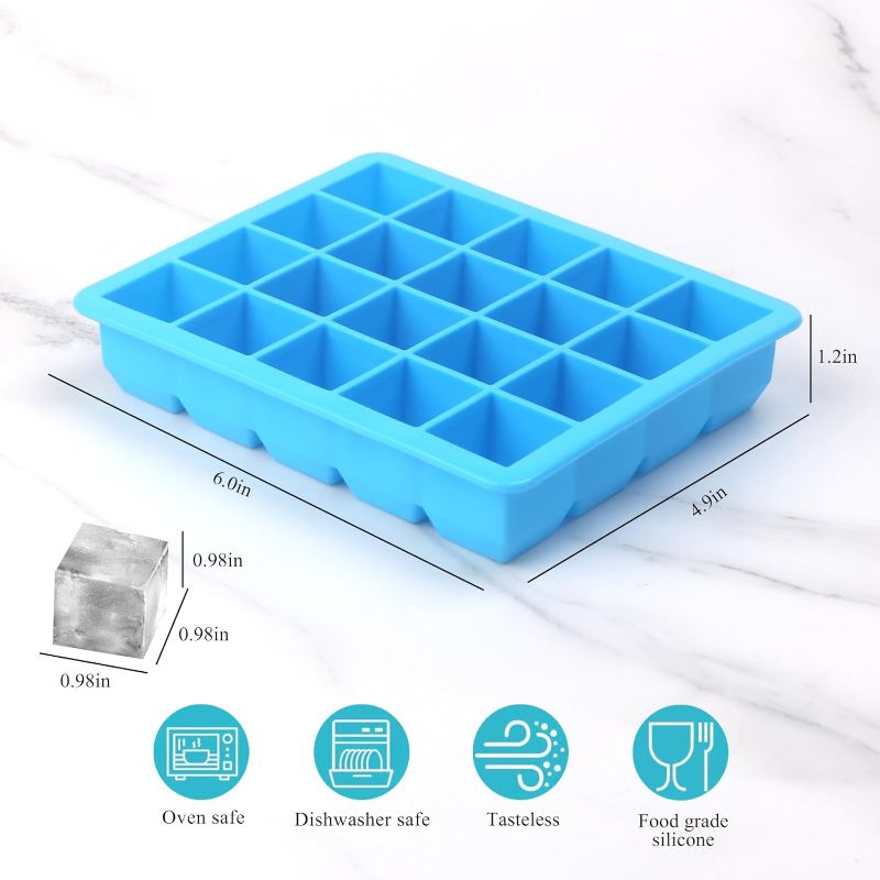 Photo 1 of 20 Section-0.5oz, Food Grade Silicone Ice Cube Tray Food Container with Airtight Locking Lid, Perfect for Storing Garlic, Herbs, Ginger, Pesto, Tomato Paste, Lemon Juice,Purees and More (Blue )