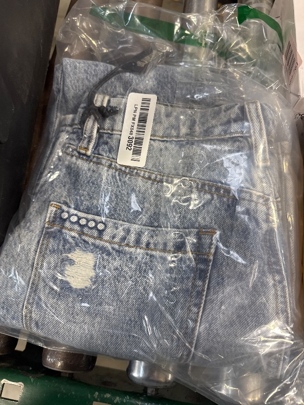 Photo 1 of [BLANKNYC] Womens Ripped High Rise Straight Leg Denim Jean, Comfortable Pants & Designer Clothing, Tied Up, 25