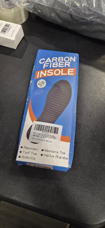 Photo 1 of 1 Pair Insole for Men Women - Rigid Carbon Fiber Shoe Insert Foot Plate for Hallux Rigidus Limitus, Turf Toe, Morton's Toe (11.65' / 295mm - Men's 12 / Women's Size 13)