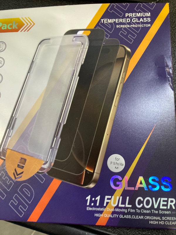 Photo 1 of 2 Pack Gradient for iPhone 16 Pro Max Privacy Screen Protector for iPhone16ProMax 6.9inch Tempered Glass [Auto-Installation] Anti Spy Anti Blue Light Eye Protection HD Clear Anti-Scratch No Bubble