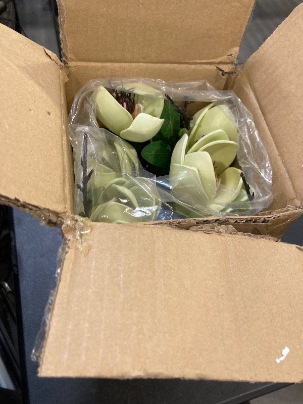 Photo 1 of Nearly Natural 4534-WH Magnolia Arrangement with Vase,White