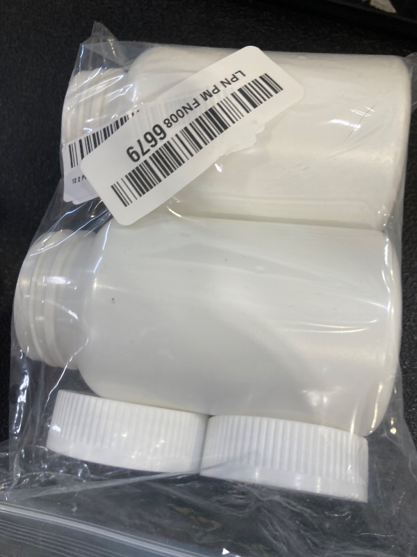 Photo 1 of 2 Pcs 200ml White Plastic Pill Bottles Empty Medicine Storage Containers Portable Vitamin Tablet Case Refillable Solid Powder Dispenser Holder with Screw Cap