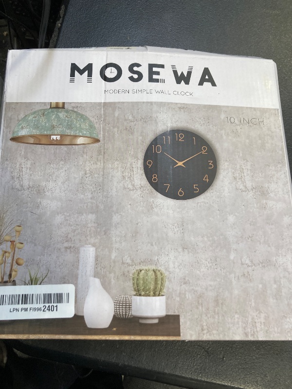 Photo 1 of Mosewa Wall Clock Battery Operated 10 Inch Black Silent Non Ticking Simple Minimalist Style Rose Gold Numbers Decorative for Living Room Kitchen Home Office Bathroom