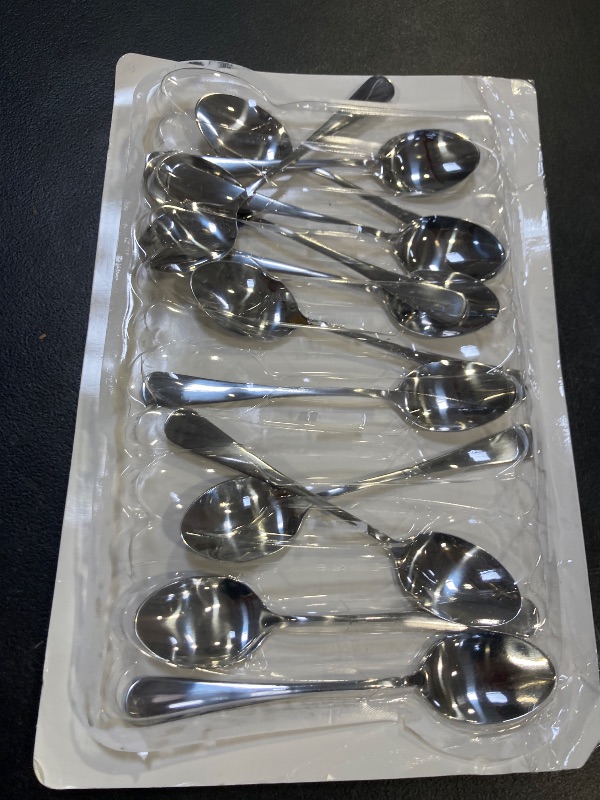 Photo 1 of 12 Pcs Teaspoons Set, Food-Grade Stainless Steel Spoons Silverware, Cutlery Tea Spoons, Durable Dessert Spoons, Metal Spoon for Home, Kitchen or Restaurant, Mirror Polished, Dishwasher Safe 6.7 Inch