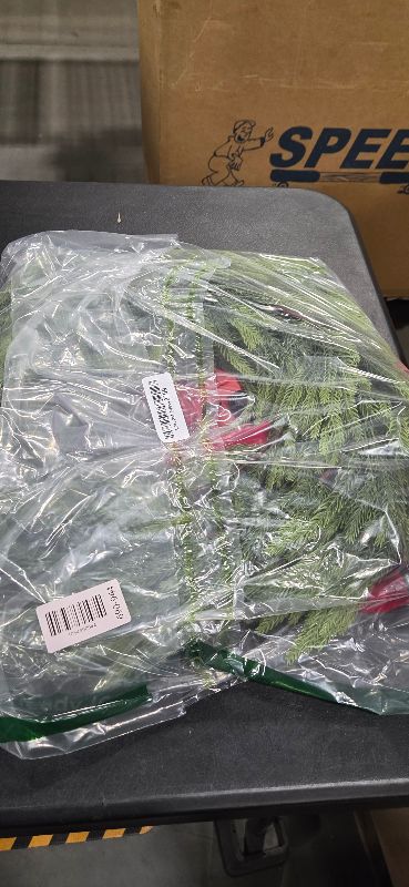 Photo 1 of 2PCS 6FT Artificial Norfolk Pine Garland Includes 4 Red Bows, Real Touch Faux Greenery Garland for Home, Wedding, Party Decor - Mantle, Staircase, Indoor Outdoor